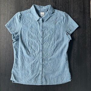 Prana Blue Short-Sleeve Button Front Shirt